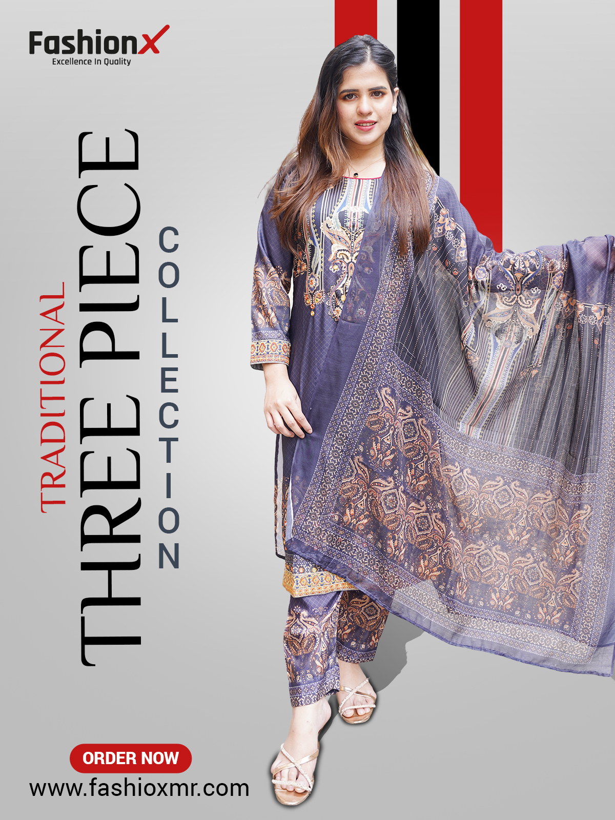 রেয়ন কটন কাপড় ডিজিটাল প্রিন্ট থ্রিপিস 8