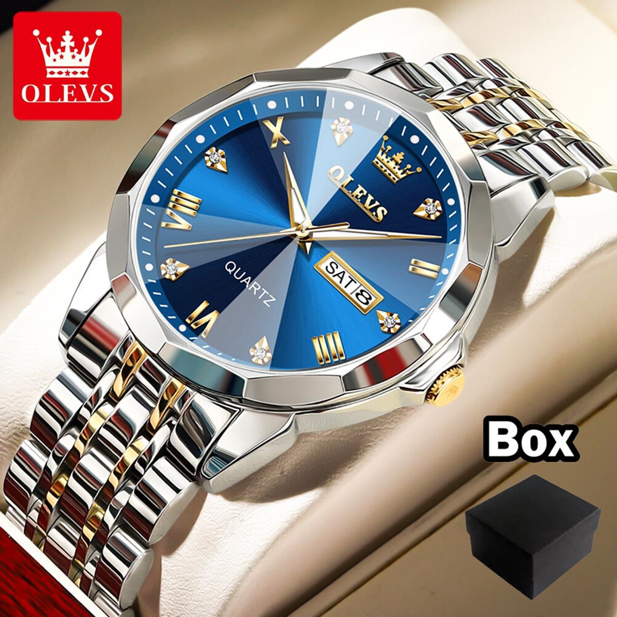Olevs Stainless Steel Top Brand Quartz Fashionable Wrist Watch For Men