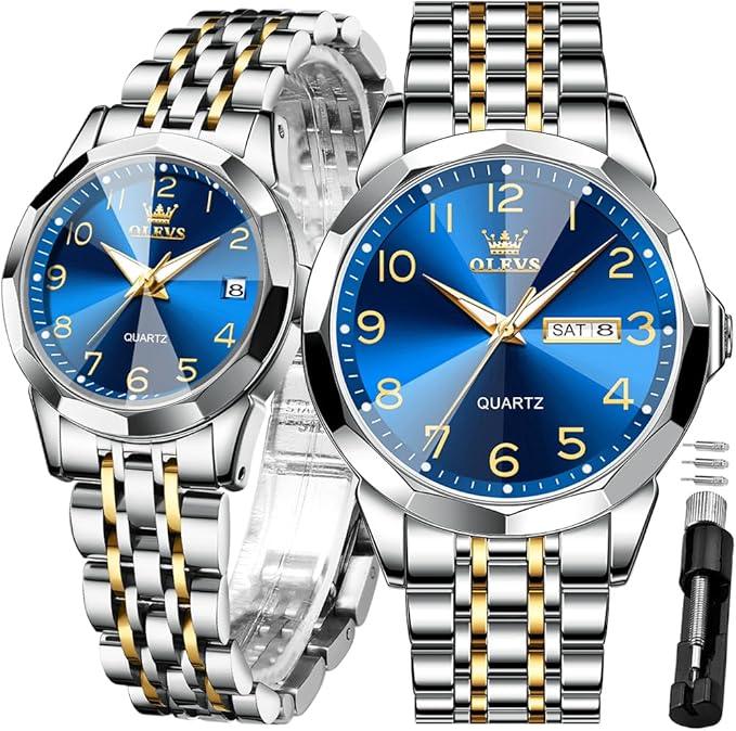 Olevs Couple -9931 Fashion Stainless Steel Analog Wrist Watch For Men & Women